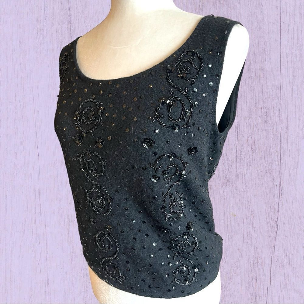 Vintage 60s 70s Miss Sun Valley wool sequined camisole